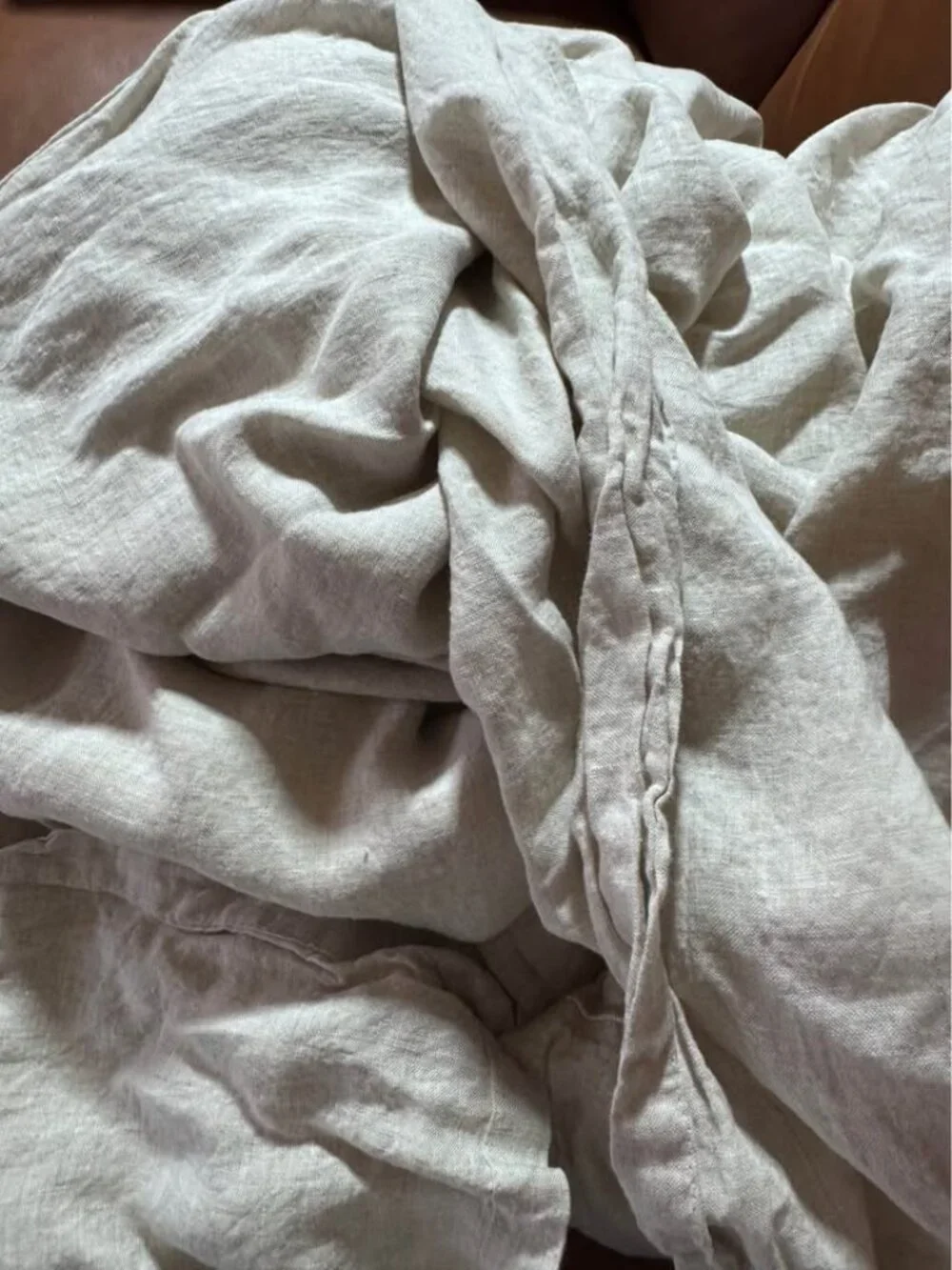 Simple & Opulence Natural Linen Flax King Size Sheet Set with Embroidered Detail